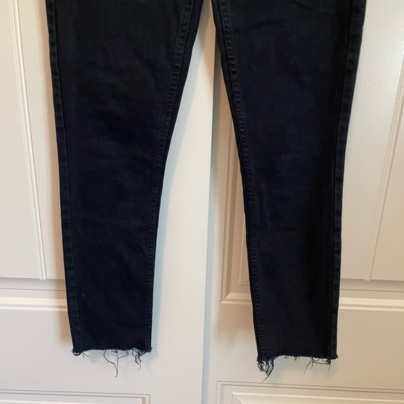 RE/DONE black high rise ankle crop raw hem jeans size 26 - Picture 4 of 8